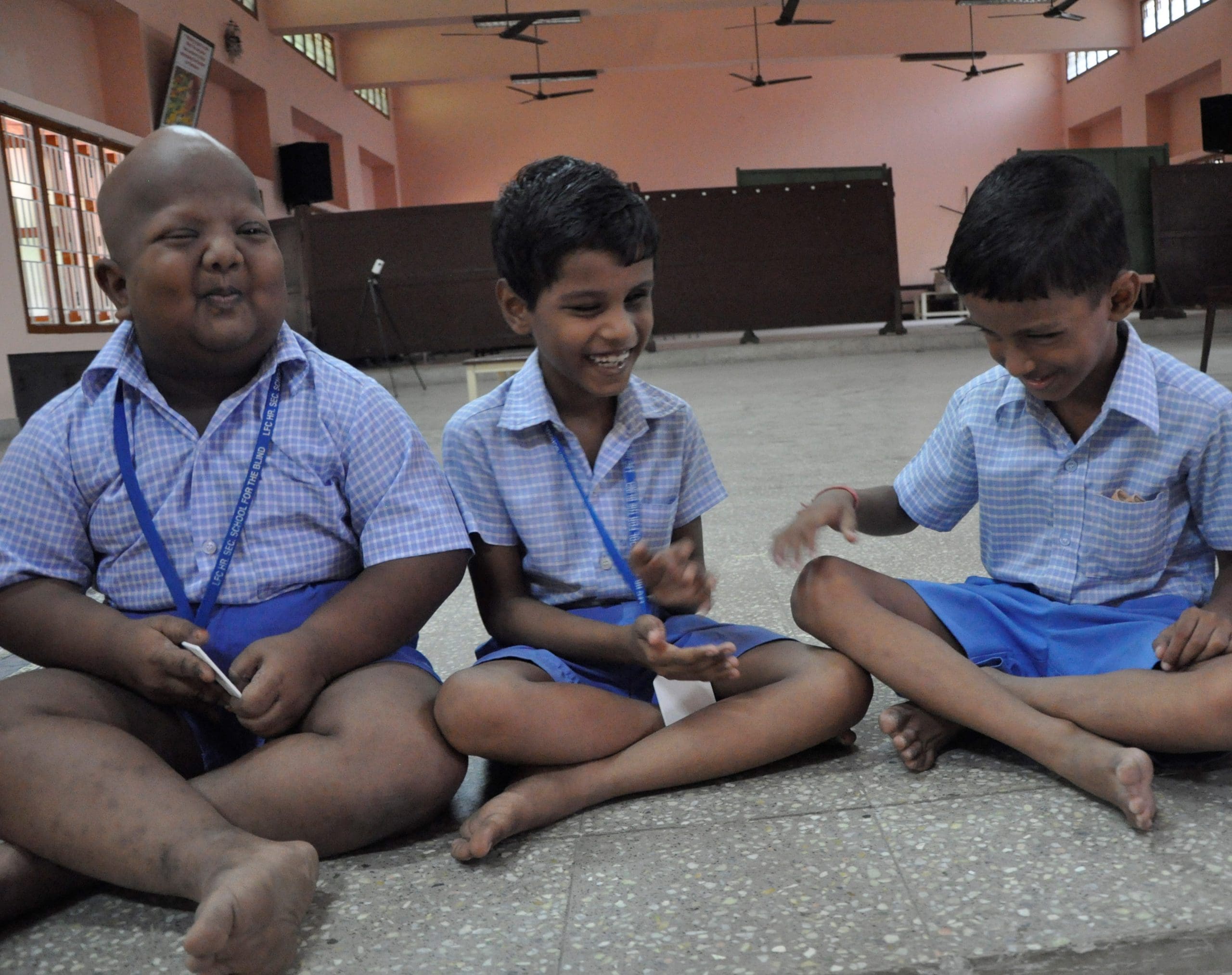 3 children from Little flower Convent school at a camp conducted by Chetana Trust.